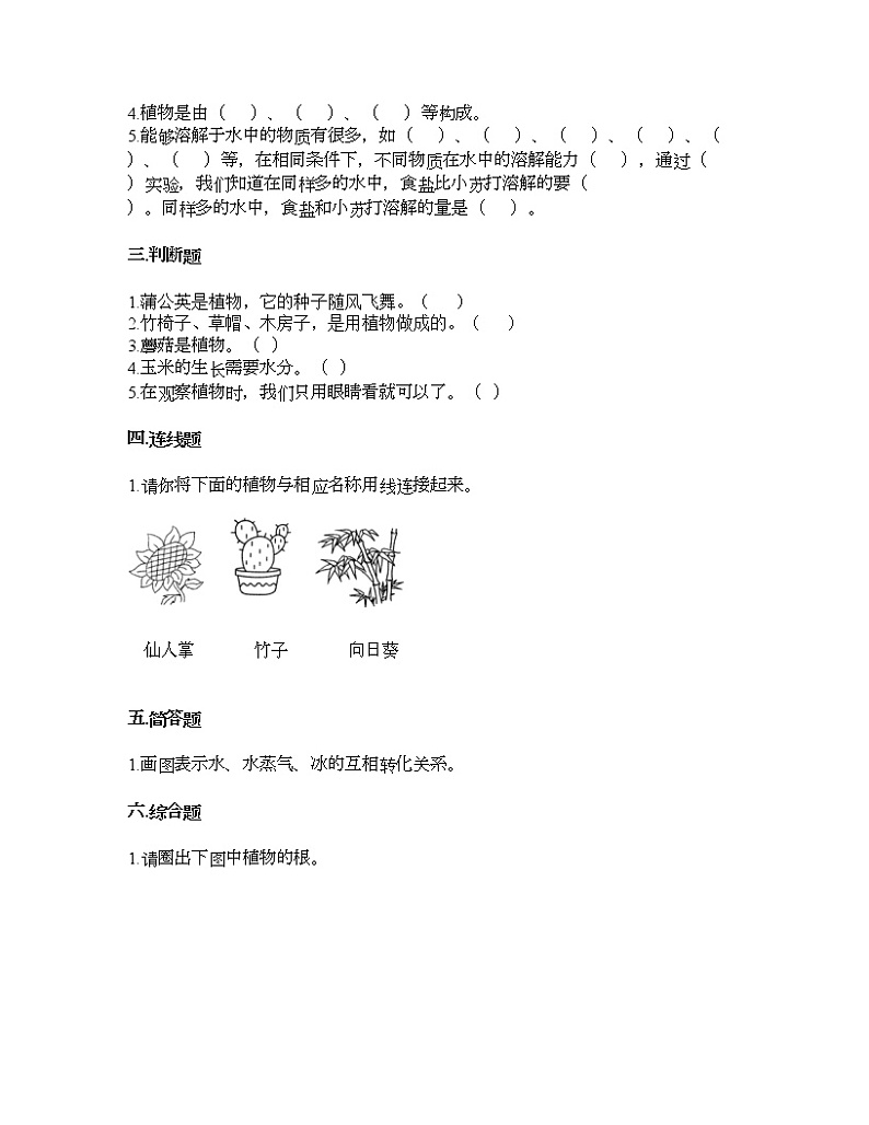 第一单元 植物 单元测试卷-2021-2022学年科学一年级上册-教科版（含答案） (87)02