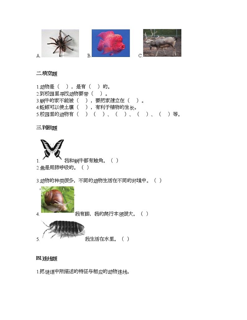 教科版一年级下册科学第二单元 动物 测试卷（含答案） (4)第2页