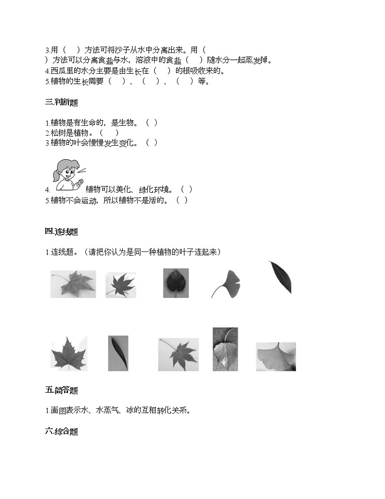 教科版一年级上册科学第一单元 植物 测试卷（含答案） (16)第2页