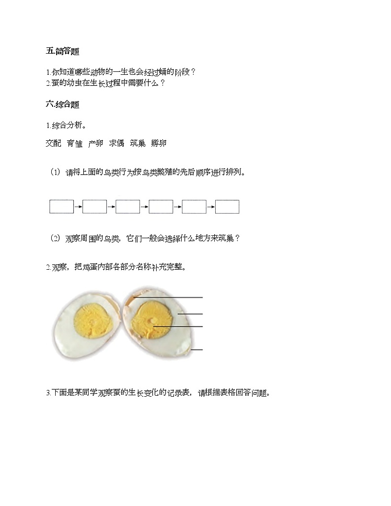 教科版三年级下册科学第二单元 动物的一生 测试卷（含答案） (11)03