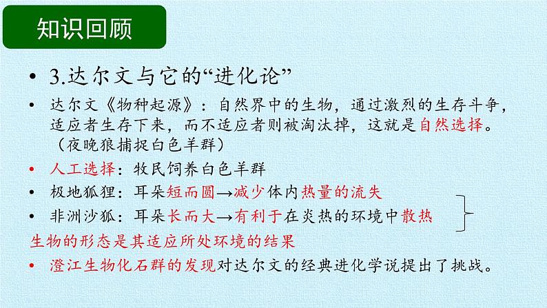 苏教版六年级科学下册第3单元 进化 复习课件第6页