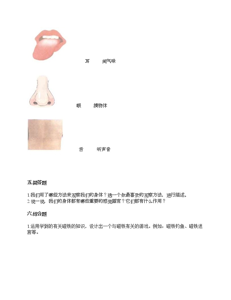 第二单元 我们自己 单元测试卷-2020-2021学年科学二年级下册-教科版（含答案） (183)03