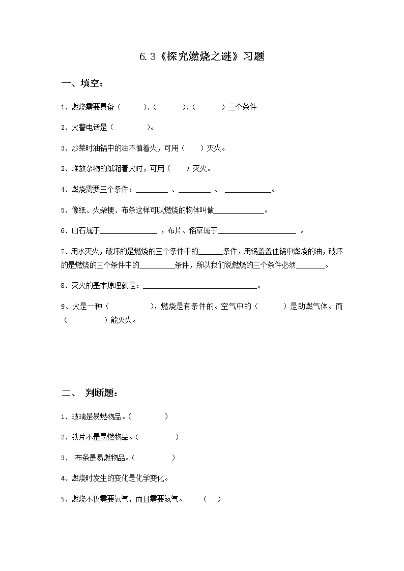 6.3《探究燃烧之谜》课件+教案+练习01