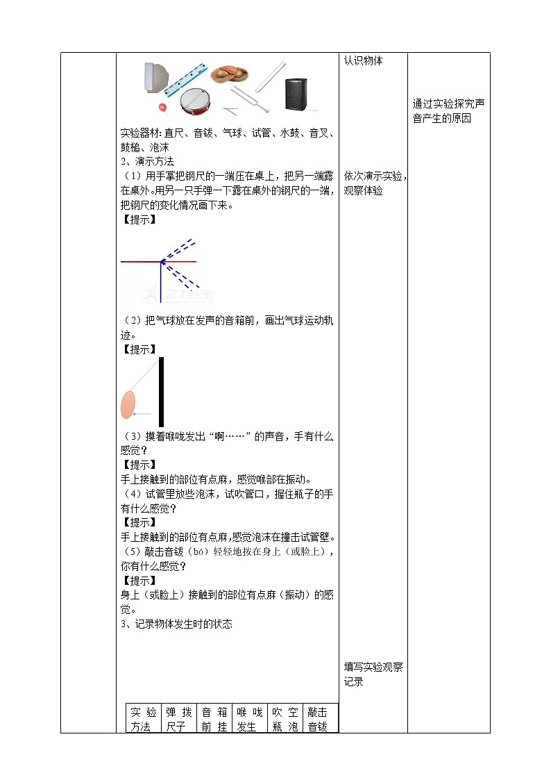 苏教版（2019）科学三年级下3.9《声音的产生》教案第2页