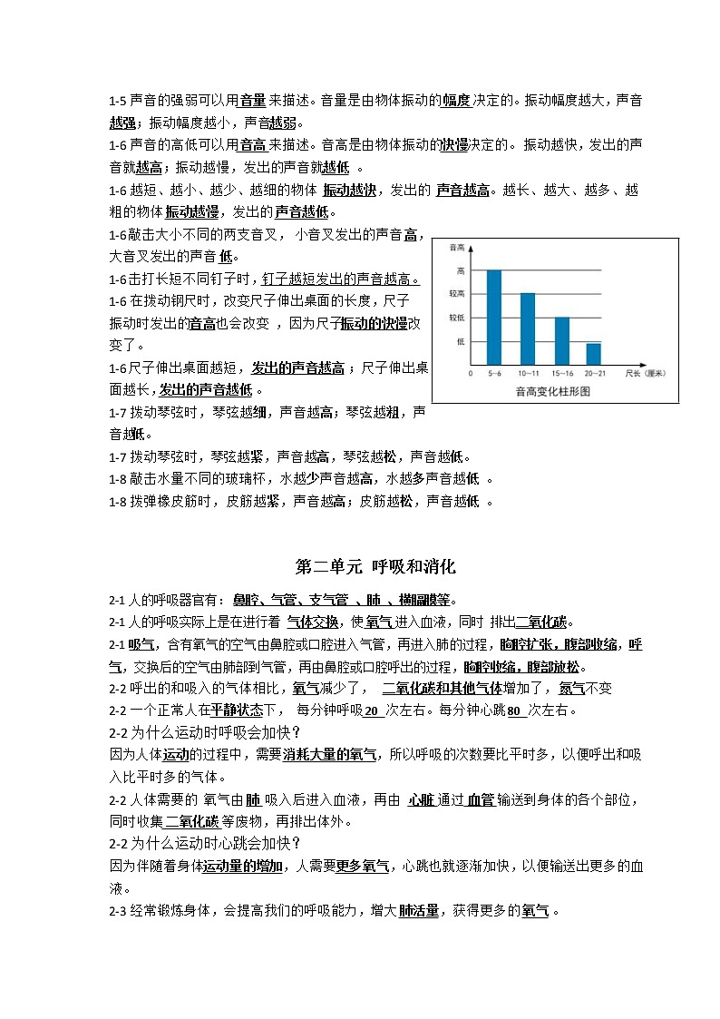 新教科版四年级上册期末知识点整理02