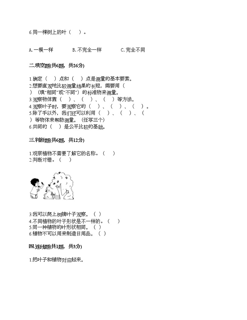教科版一年级上册科学期末测试卷（名校卷）02