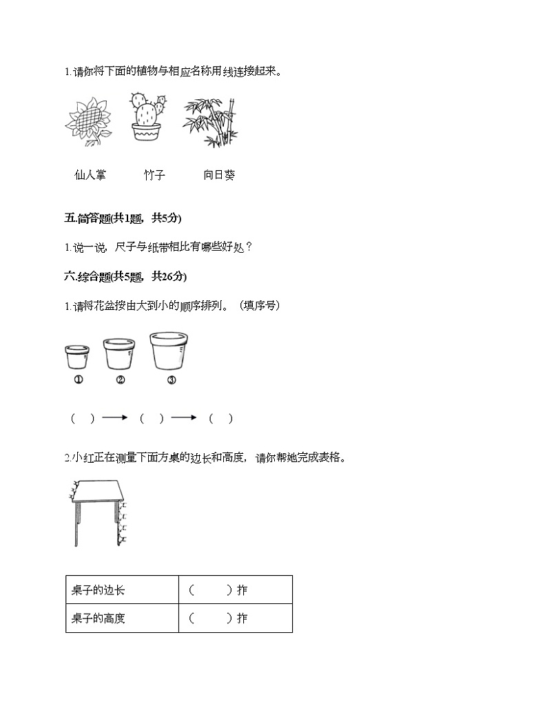 教科版一年级上册科学期末测试卷AB卷03
