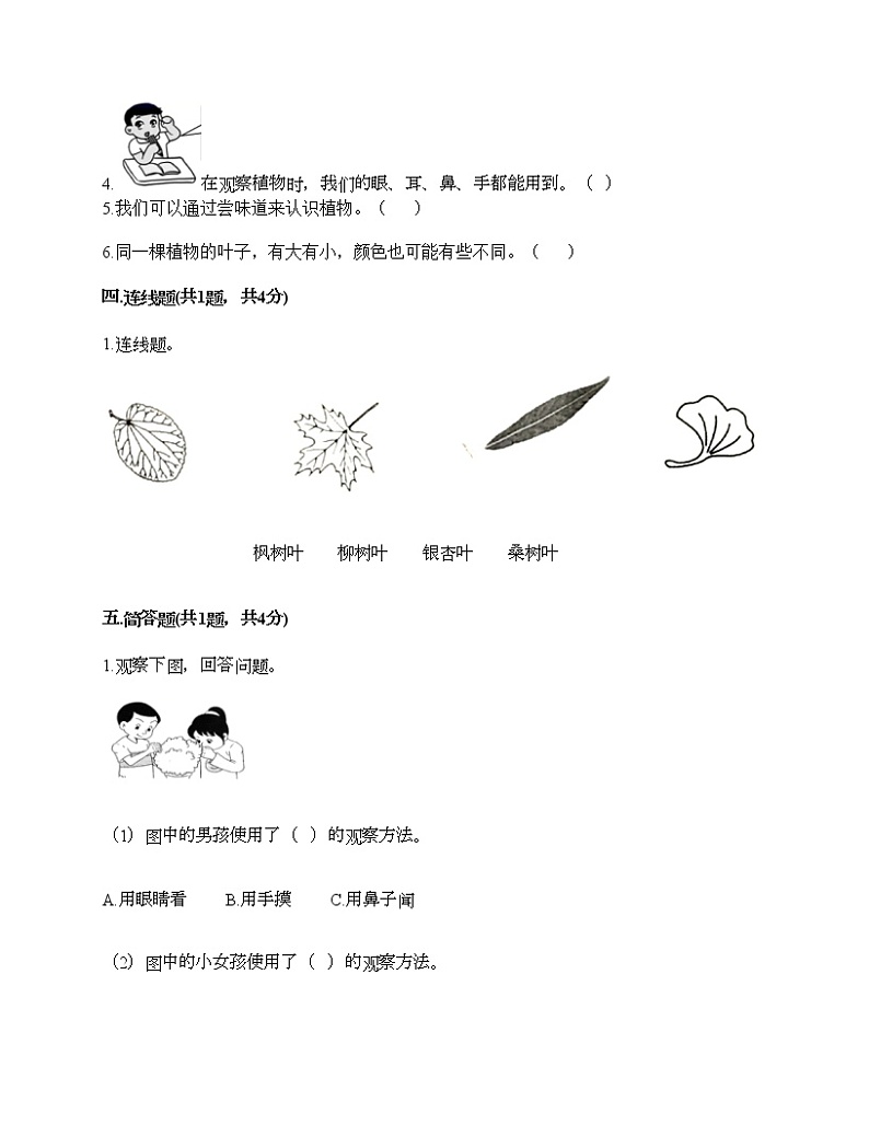 教科版一年级上册科学期末测试卷附答案（模拟题）03