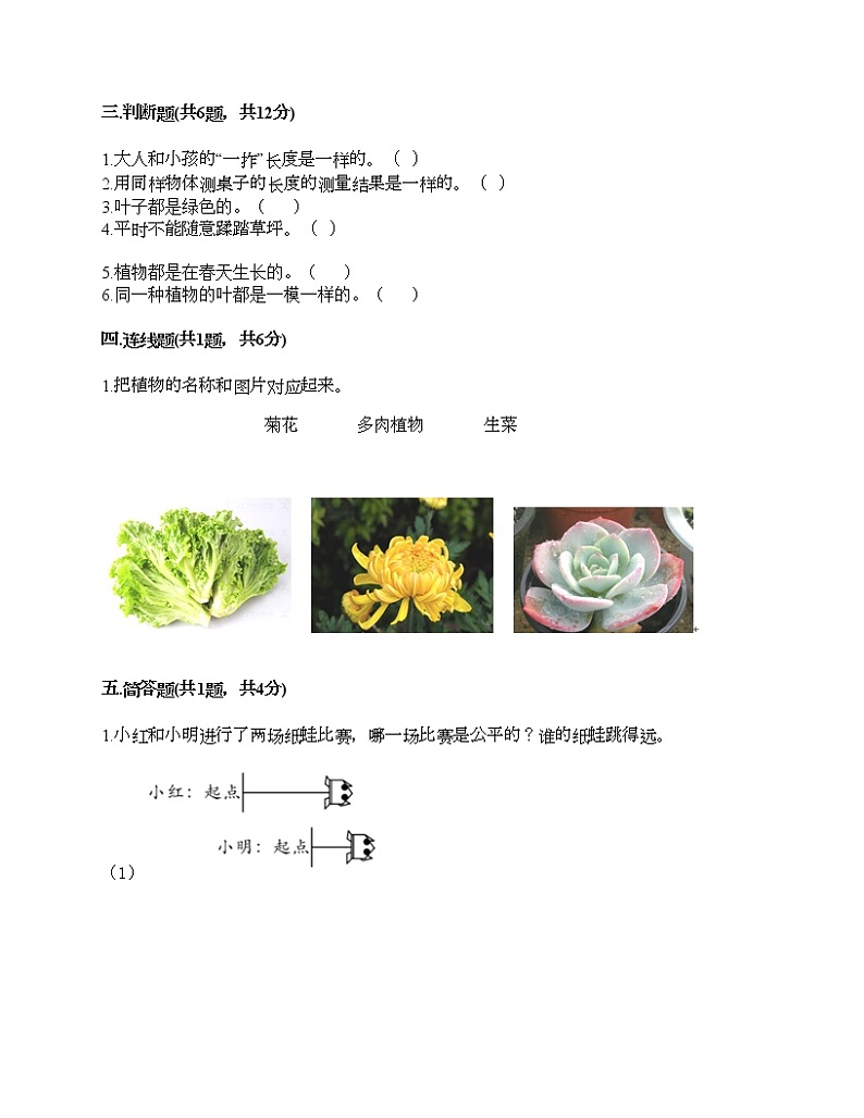 教科版一年级上册科学期末测试卷附答案（综合卷）03
