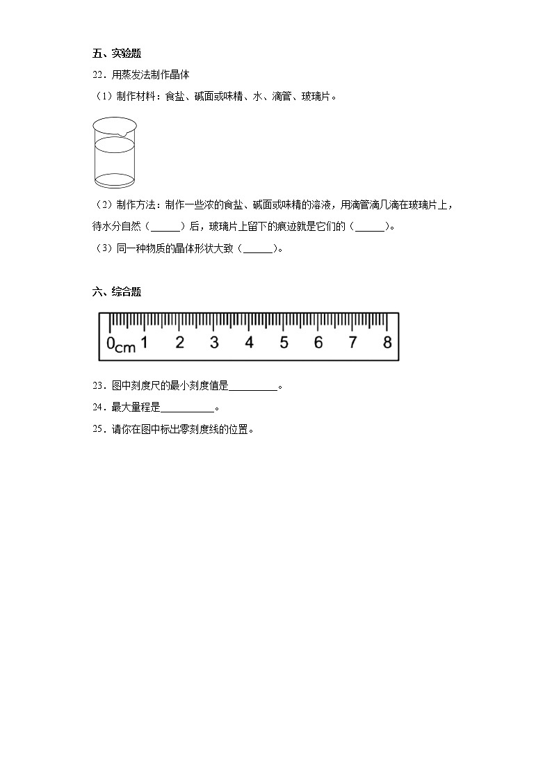 冀人版（2017）三年级科学上册期末复习测试题（含答案）03