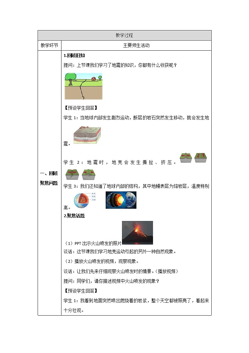 人教鄂教版科学六年级下册 7 火山喷发 教案02
