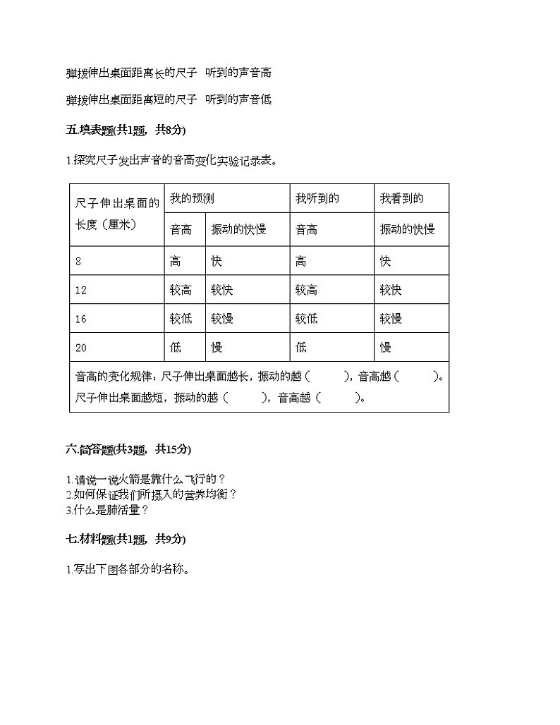 教科版四年级上册科学期末测试卷及答案 (18)03