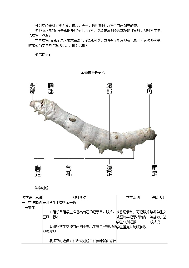 小学三年级科学下册2.2蚕的生长变化教案教科版第2页