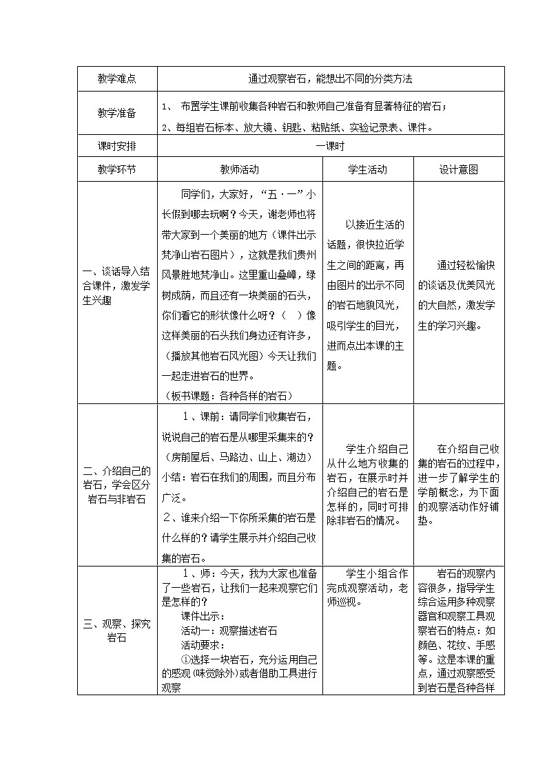 小学四年级科学下册4.1各种各样的岩石教案教科版第2页