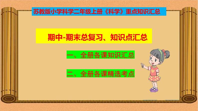 苏教版二年级上册《科学》期中-期末知识点汇总-重点知识梳理-总复习【最新版-精品】课件PPT01