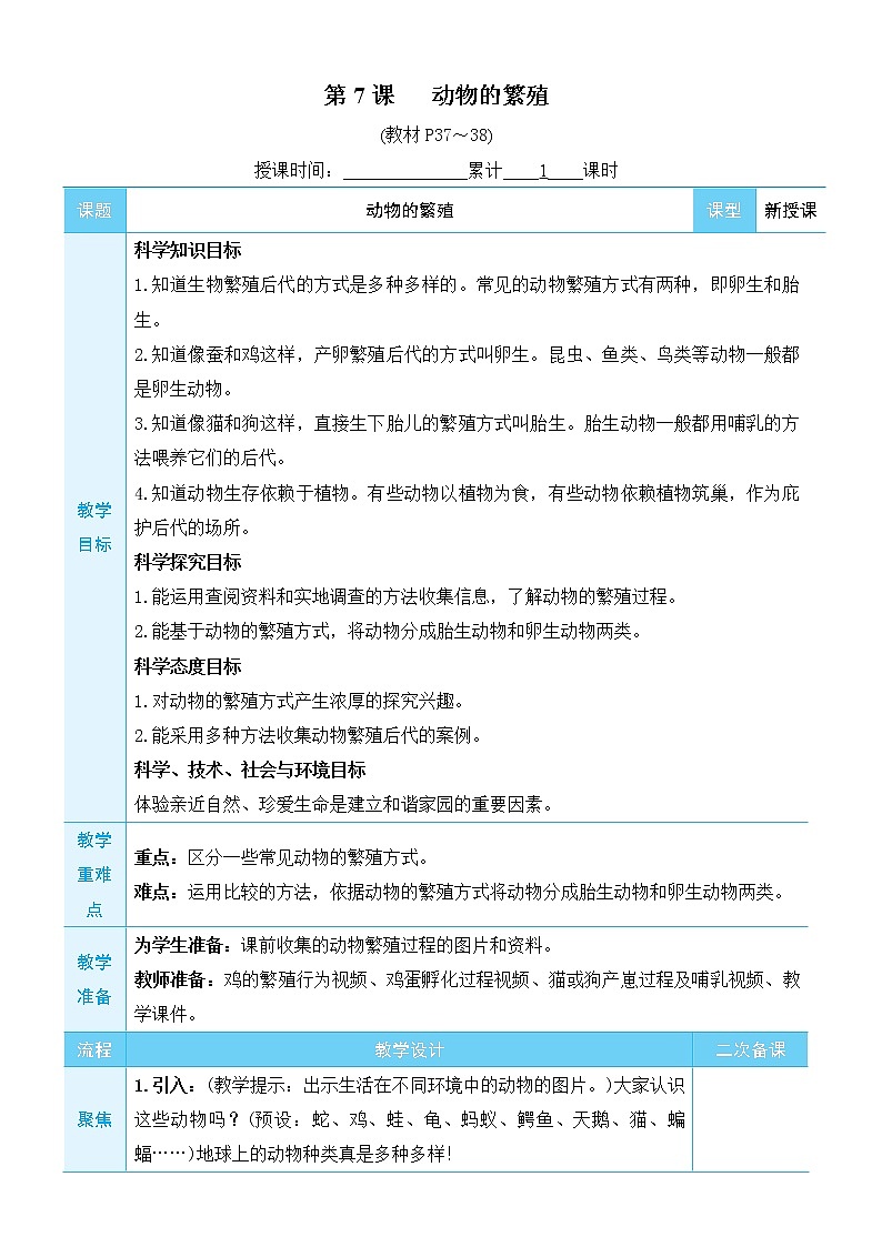 第7课 动物的繁殖第1页