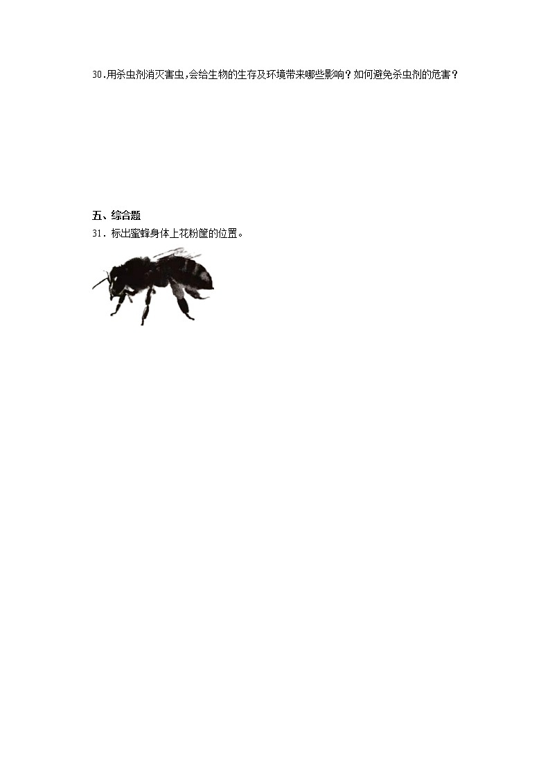 冀人版三年级下册科学第三单元生物的相互影响检测卷（附答案）03