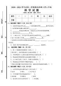 青岛版科学六年级下册期末试题1（含答案）