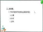 新教科版科学五年级下册 第2课 比较种子发芽实验 习题PPT（含答案+动画）