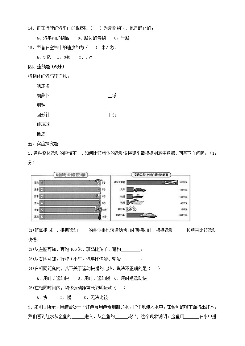 苏教版科学四年级上期中考试题第3页