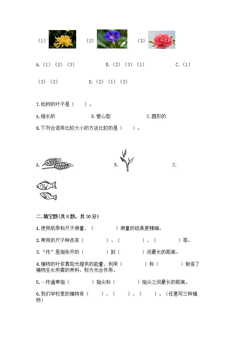 教科版一年级上册科学期末测试卷（培优）（基础题）第3页