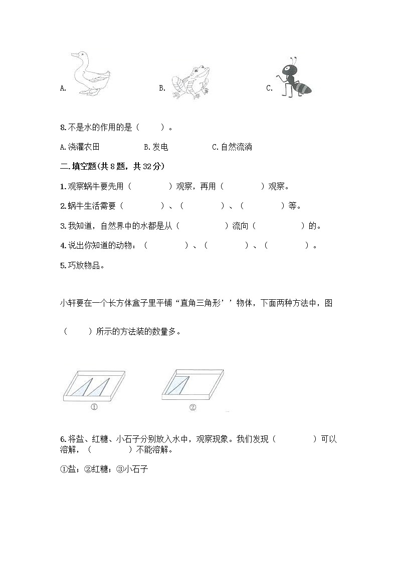 教科版一年级下册科学期末测试卷含答案（典型题）及答案（有一套）第3页