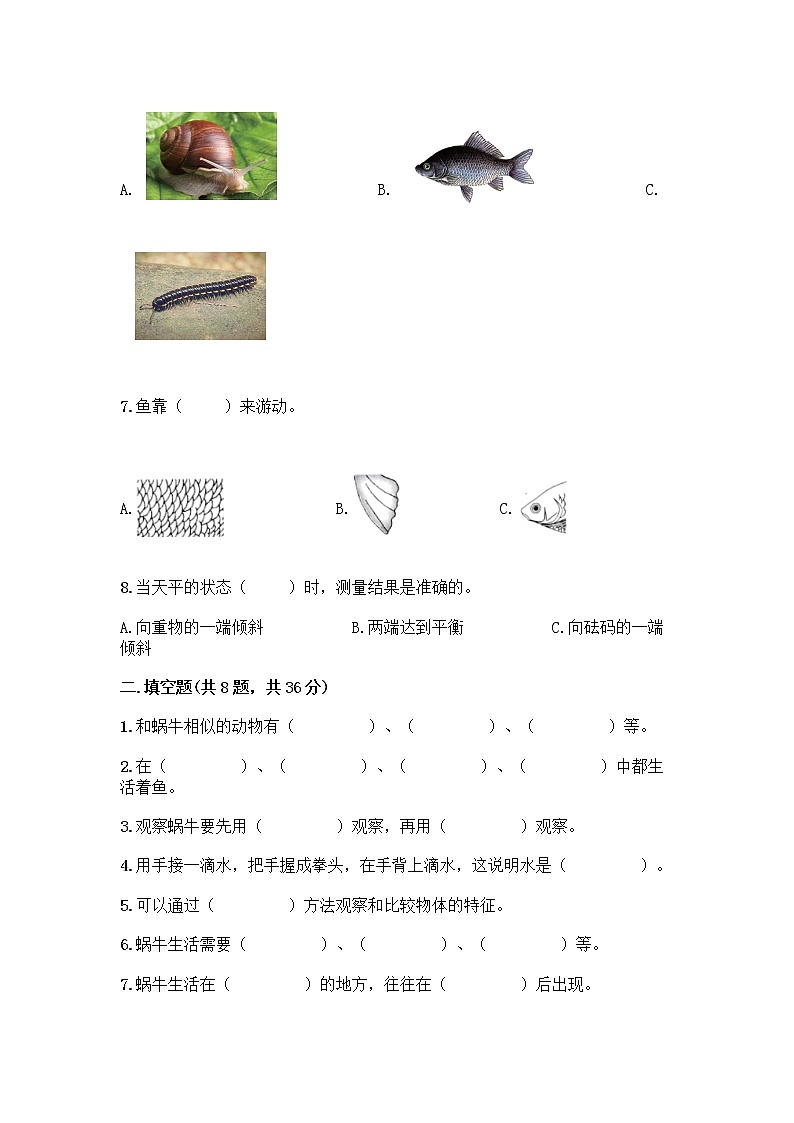 教科版一年级下册科学期末测试卷含答案（名师推荐）附答案（名师推荐）02