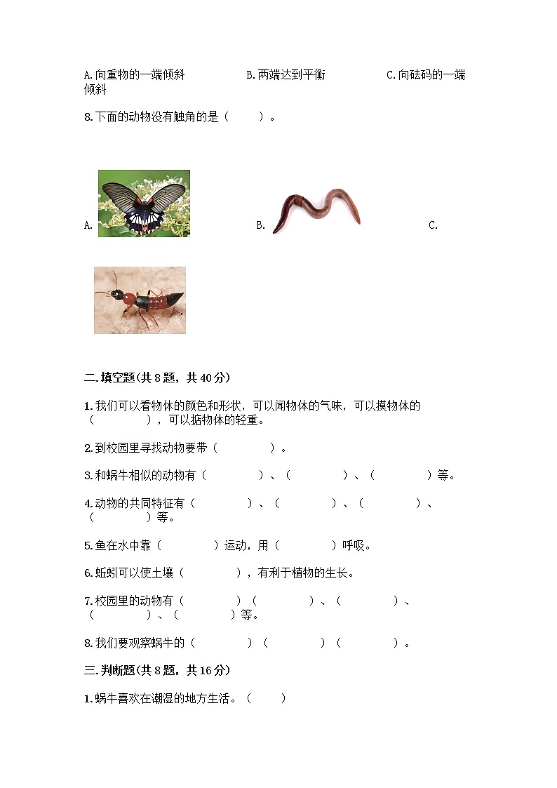 教科版一年级下册科学期末测试卷带答案（培优）及答案（真题汇编）02