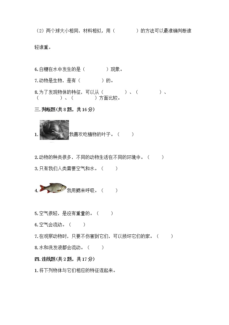 教科版一年级下册科学期末测试卷及答案（有一套）及答案（历年真题）03
