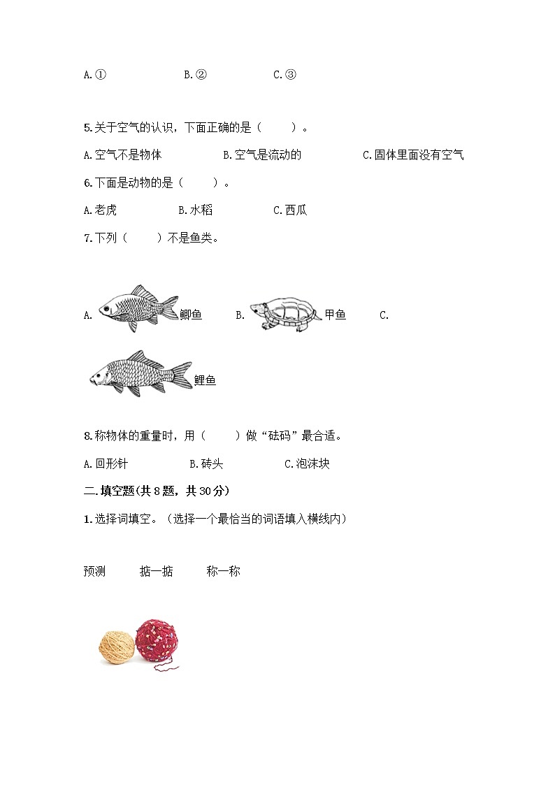 教科版一年级下册科学期末测试卷及答案（必刷）及答案（名师系列）02