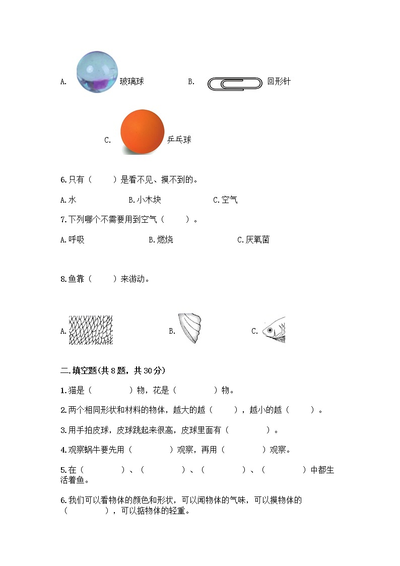 教科版一年级下册科学期末测试卷及答案（精品）及答案（名校卷）第2页