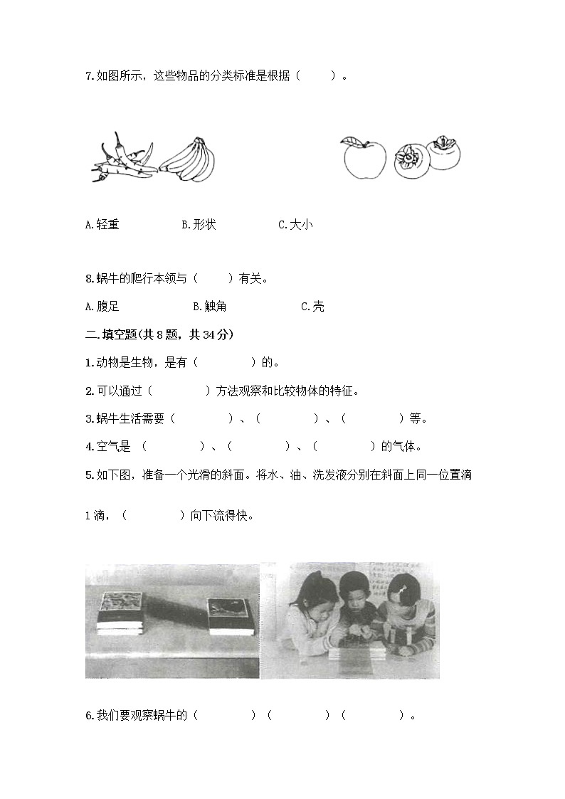 教科版一年级下册科学期末测试卷及解析答案第2页