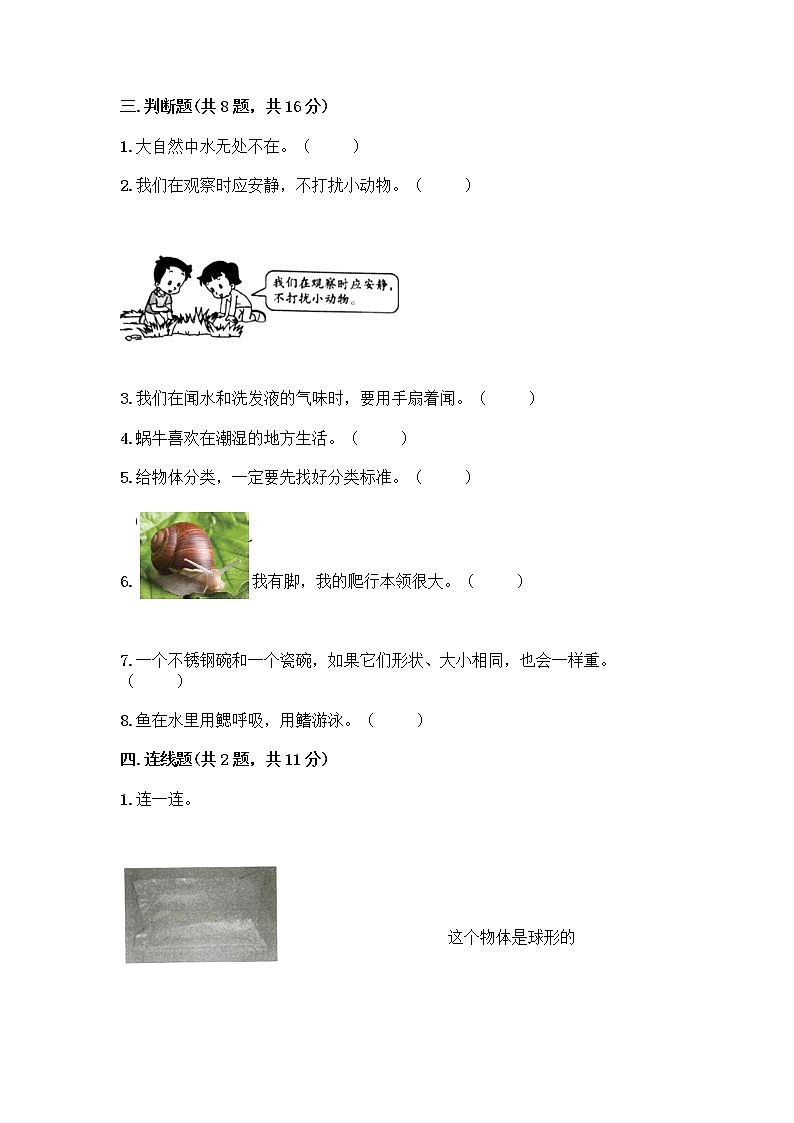 教科版一年级下册科学期末测试卷含解析答案03