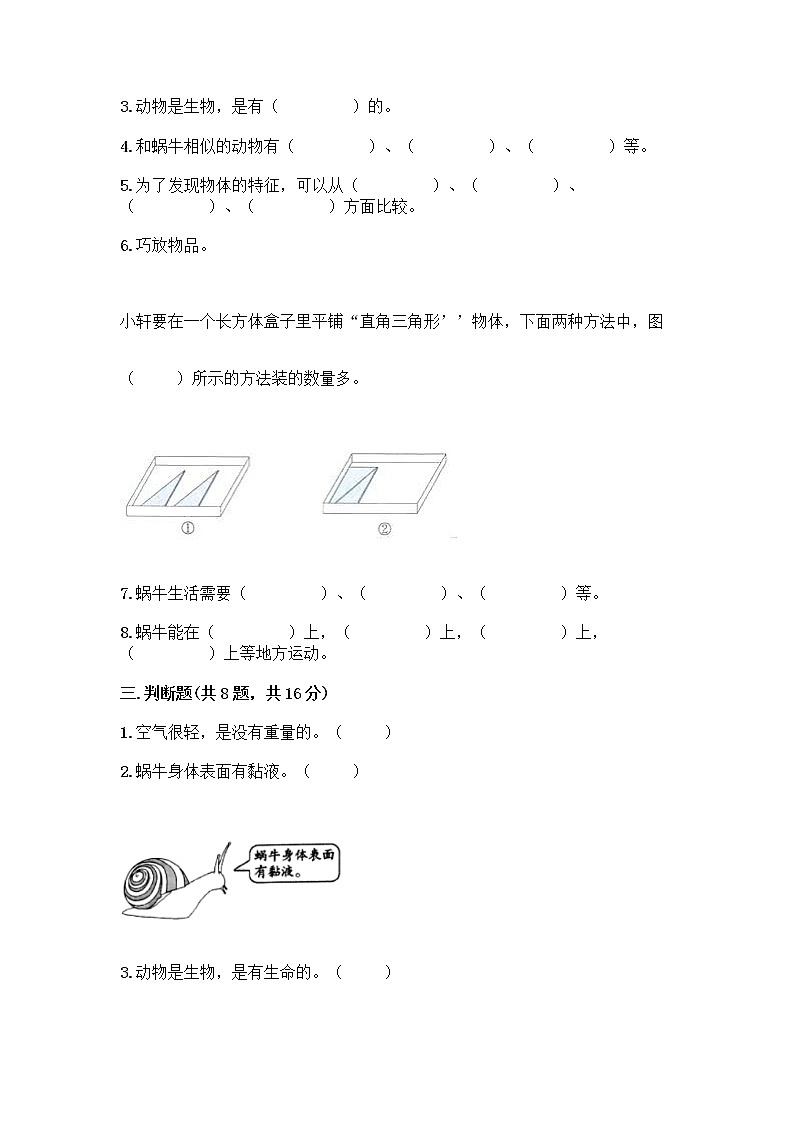 教科版一年级下册科学期末测试卷（名师系列）03