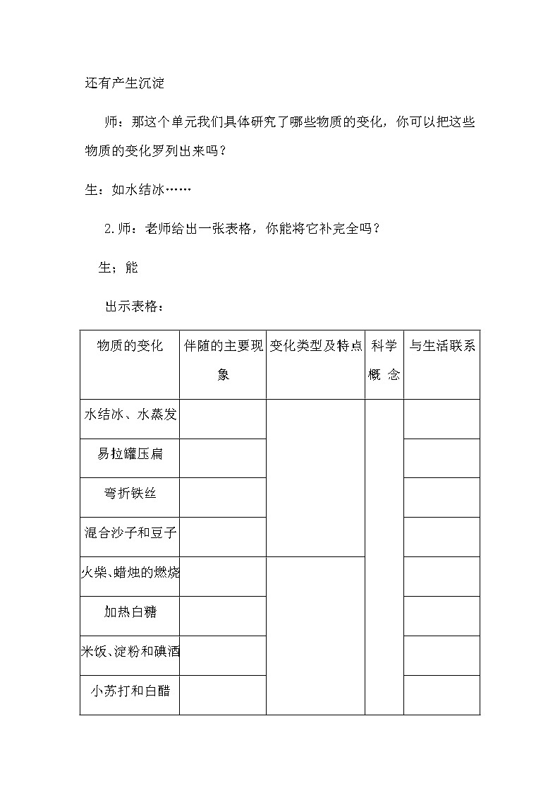 教科版（2001）科学六年级下册 2.8 物质变化与我们(7) 教案03