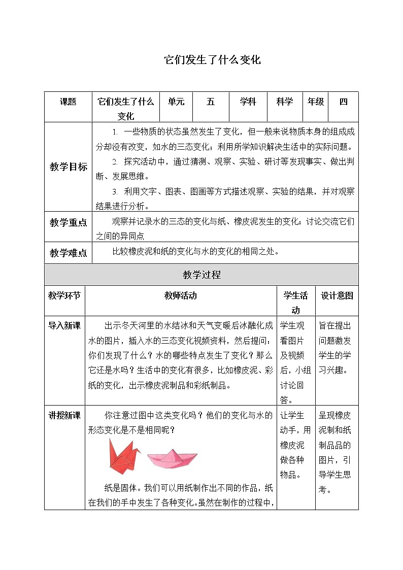 四年级下册科学教案-19 它们发生了什么变化- 冀人版课件PPT第1页