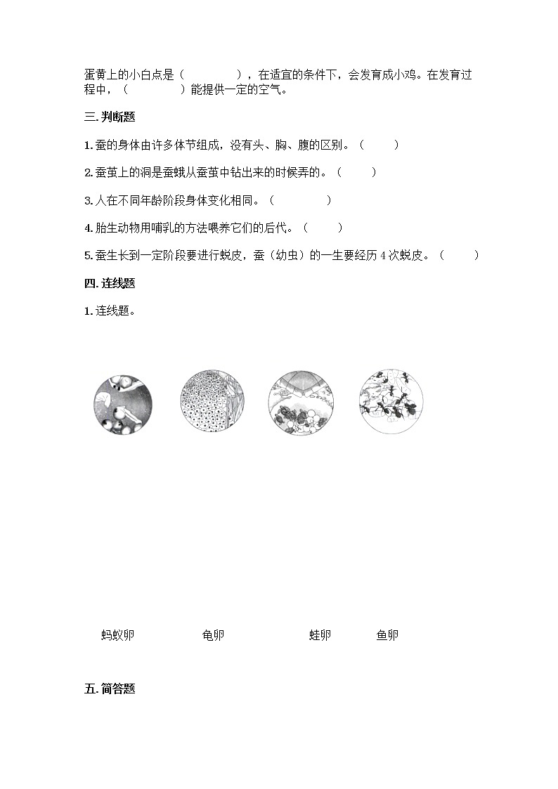 教科版（2017秋）科学三年级下册第二单元 动物的一生 单元测试卷（含答案） (4)02