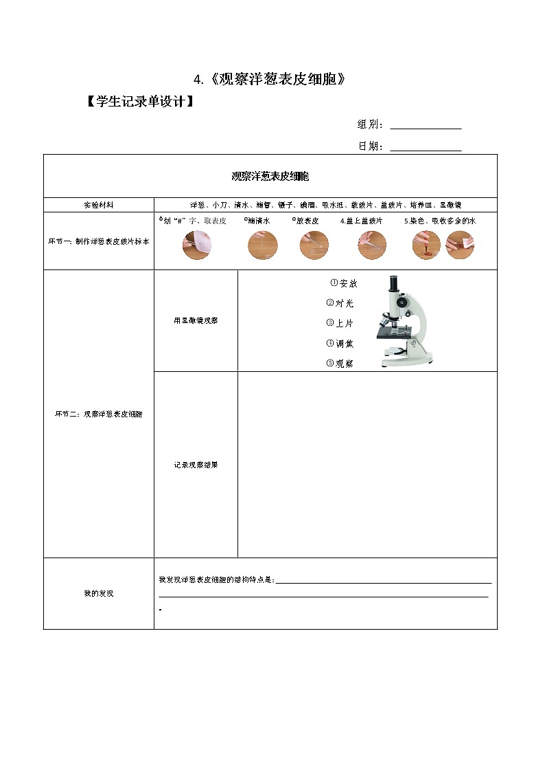新教科版6年级上册教学资料4观察洋葱表皮细胞课件PPT01