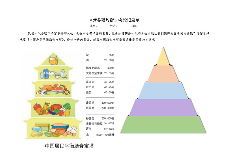 3、《6营养要均衡》实验记录单【普通版】第1页
