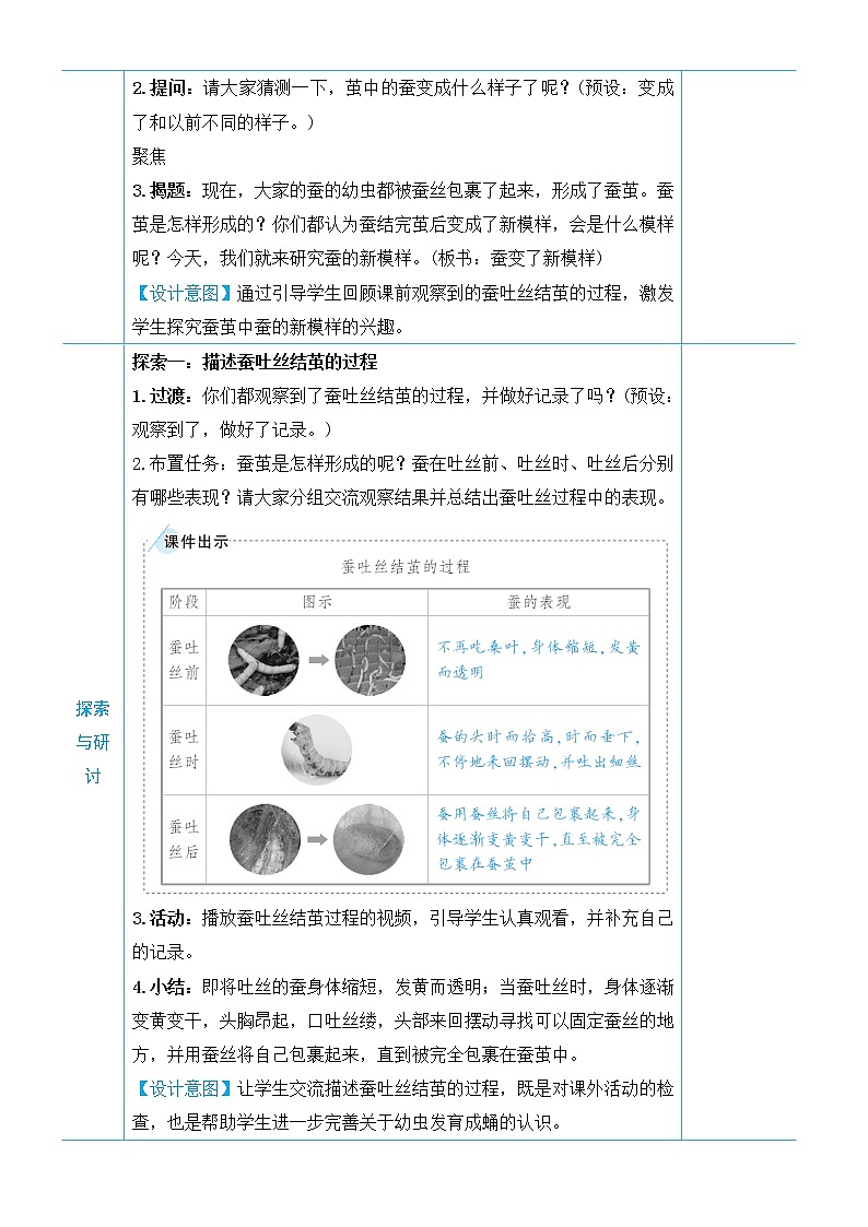 教科版三年级下册科学第二单元动物的一生《第4课 蚕变了新模样》教案02