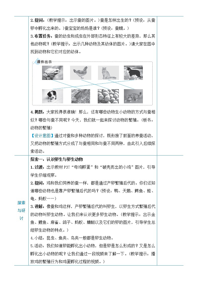 教科版三年级下册科学第二单元动物的一生《第7课 动物的繁殖》教案02