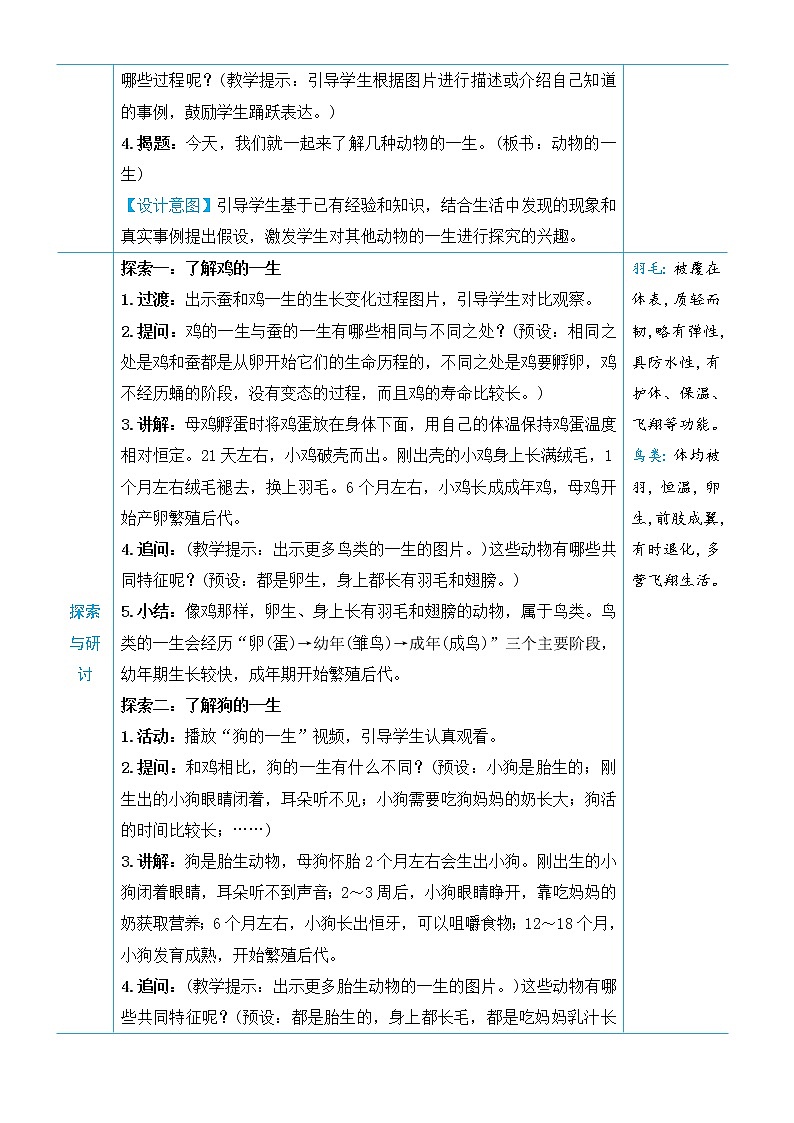 教科版三年级下册科学第二单元动物的一生《第8课 动物的一生》教案02