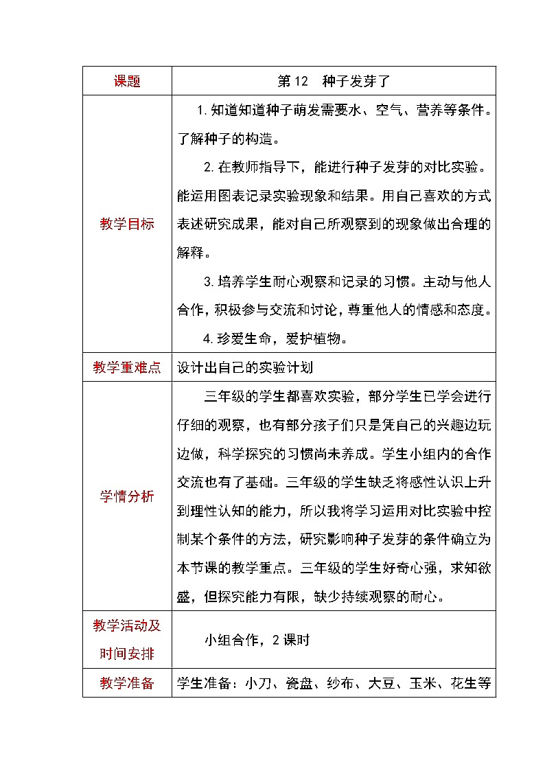 12《种子发芽了》教案第1页