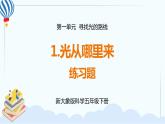 新大象版科学五下 1.1 光从哪里来 习题PPT (含答案+动画)