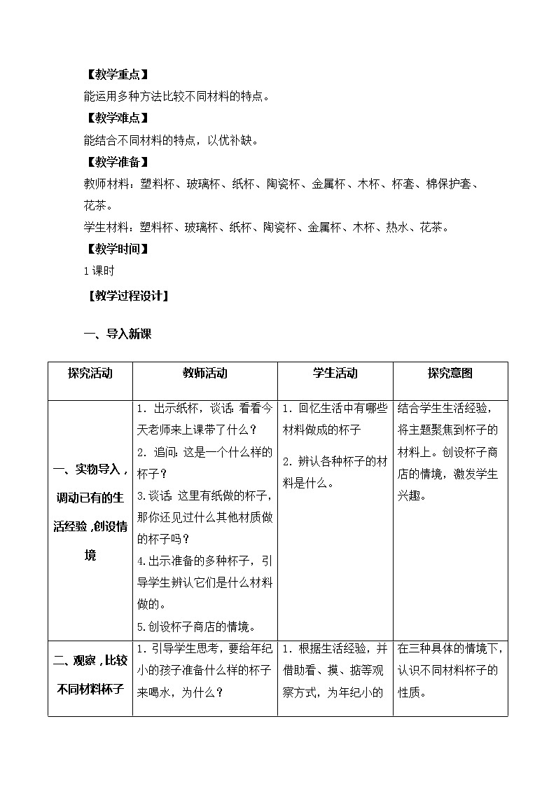 2.各种各样的杯子（网格式教案）第2页