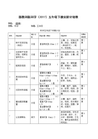 新教科版科学（2017）五年级下册实验计划表