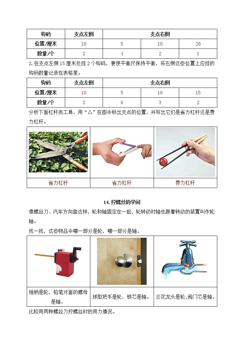 新苏教版五年级下册科学第四单元《简单机械》知识点整理第3页