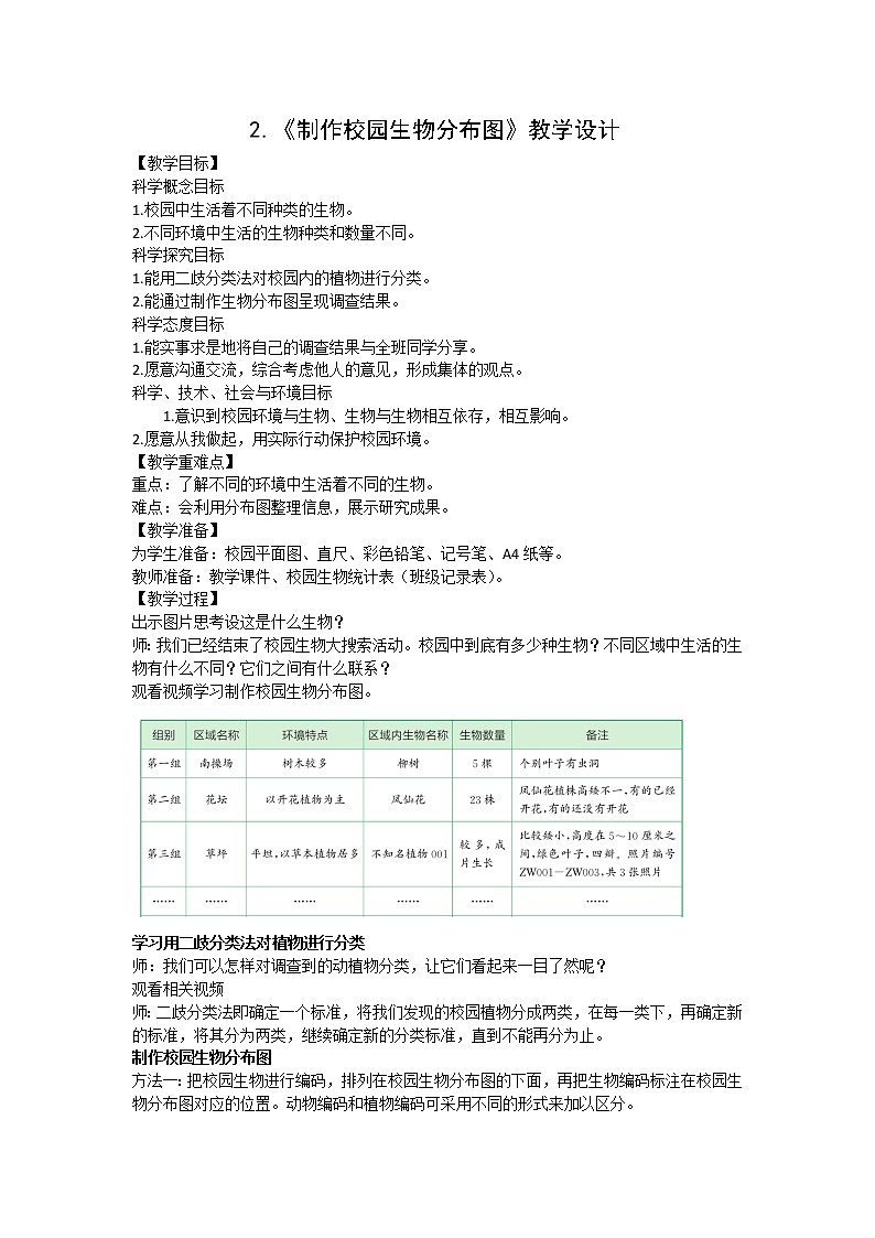 2.《制作校园生物分布图》教学设计第1页
