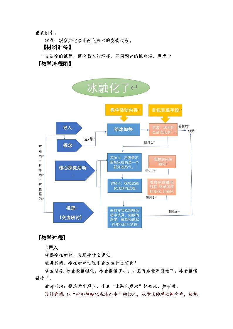 科教版小学科学《冰融化了》教学设计02