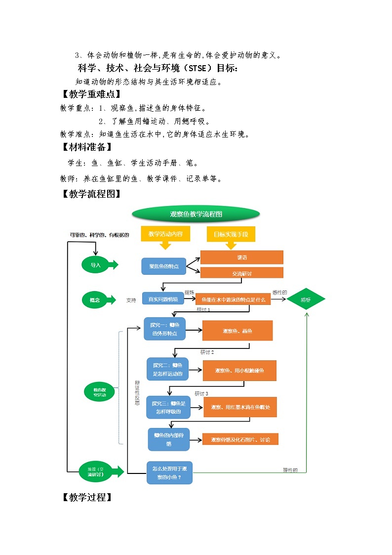 科教版小学科学《观察鱼》教学设计02